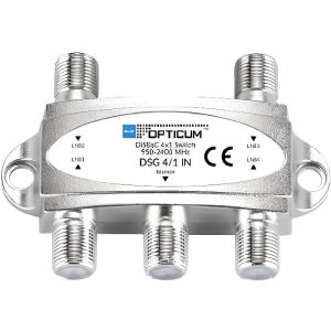 Commutateur DiSEqC 4/1 Opticum 4 Entr&eacute;es Satellites 1 Sortie R&eacute;cepteur HD 3D 4K