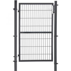 SONGMICS Portillon en fer galvanisé - Portail de clôture - Porte de jardin robuste et durable - 106 x 200 cm (L x H) Gris GGD200GY