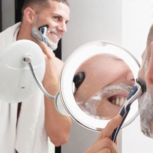 SHOP-STORY - Miroir grossissant à LED avec bras flexible et ventouse Cadeau pour Homme