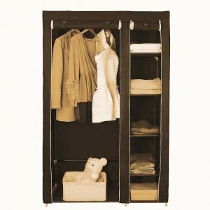 Multi-fonction Armoire de Dressing Penderie de v&ecirc;tement pliable en toile XL 110 x 45 x 175 cm Caf&eacute;