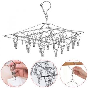 Etendoir Chaussette avec 36 Pinces Pinces &agrave; Linge Acier Inoxydable Etendoir Pinces &agrave; Chaussettes