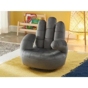 Fauteuil enfant pivotant en velours - VENTE-UNIQUE - CATCHY - Gris anthracite - Design contemporain