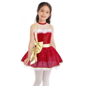 AISLOR Enfant Ballet Leotard Danse Latin Fille Deguisement No&euml;l Elfe Jupe Robe de Princesse Bal Danse Spectacle