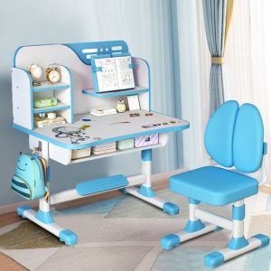 Ensemble bureau et chaise pour enfants chaise de bureau r&eacute;glable en hauteur table dapprentissage ergonomique pour fille gar&ccedil;on