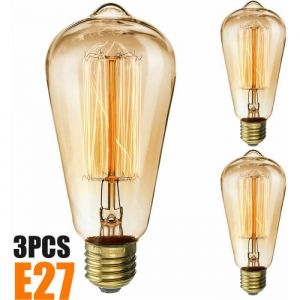 Ampoule - ZVD - Lot de 3 Vintage Edison - 40W - E27 - Blanc Chaud 3000K
