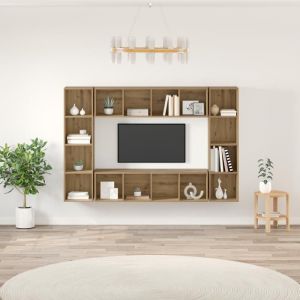 Moderne Ensemble meuble TV 4 pcs - meubles HiFi Suspendu Marron 37 x 37 x 142.5 cm@FR(9022673)