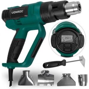 Décapeur thermique professionnel 2000W – Ecran LCD températures (50°C-650°C) flux dair (250-500L/min) - Accessoires inclus