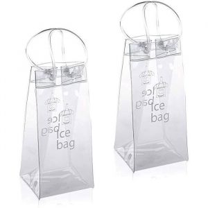 Sac de Glace vin Refroidisseur Cooler avec Poignée2 Pièces Seau à GlaceChampagne Ice Bag Transparent Sac à Vin PVCpour Bière 7