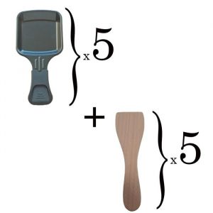Lot de 5 coupelles &agrave; raclette et 5 pelles en bois pour Po&ecirc;lon spatule raclette Raclette gril Wok AS306002 AS306003 TEFAL