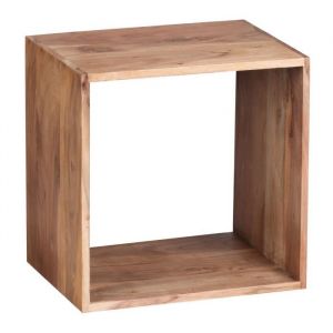 FineBuy bois massif Acacia Cube étagère 435 x 435 x 33 cm cube