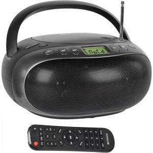 Retekess TR634 Portable CD Lecteur, Bluetooth Radio FM, Boombox Stéréo,Poste CD,USB,AUX,TF,Télécommande,Display LCD (Noir)