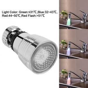 LED Lumière Embout Robinet Deau 360 Tourner Bec Evier Lavabo Cuisine Salle de Bains Sonde Température Mousseur
