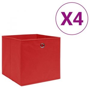Prix bas - Boîtes de rangement - pliable - 4 pcs Tissu intissé 28x28x28 cm Rouge （960365879332)