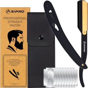 Rasoir à Barbe Homme avec(20 Demi Lames)10 Rasoir Lame Coupe Choux Professionnel et Étui de Protection Rasoir Coupe Choux Barbe