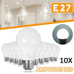 Lot de 10pcs Ampoule LED E27 9W eq 60W Blanc froid 6500K
