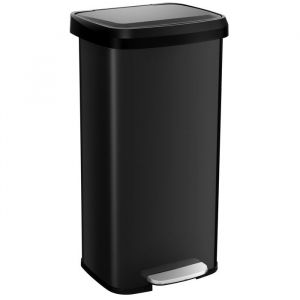 COSTWAY Poubelle de Cuisine à Pédale 68 L - Acier Inox Anti-Empreintes Fermeture Amortie Ultra-Silencieuse Noir