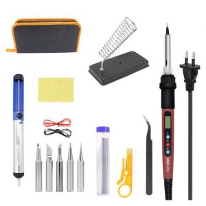 Fer &agrave; souder - Fer &agrave; souder &agrave; l&eacute;tain - 80 W - Coffret 15 fers &agrave; souder - Temp&eacute;rature r&eacute;glable 180-520 &deg;C - &Eacute;cran LCD