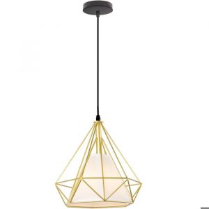 SNOGOLD Suspension Industriel E27 Luminaire - Abat-jour Dor&eacute; Forme Cage 25CM avec Couvert  Lustre pour Salle &agrave; Manger