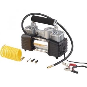 Mini compresseur 12V - LESCARS - 10 bar - Manom&egrave;tre int&eacute;gr&eacute; - 3 adaptateurs - Compact