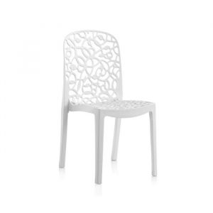 6 chaises de table-salle à manger - cuisine - interieur-exterieur en résine blanc - Longueur 47 x Profondeur 50 x Hauteur 87 cm