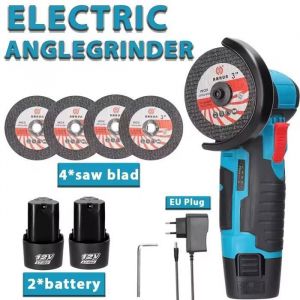 Meuleuse Sans Fil 12V Batterie 1500mAh Disque 10mm filetage M5 Compact l&eacute;g&egrave;re usage 0-35&deg;C Bo&icirc;te protectrice