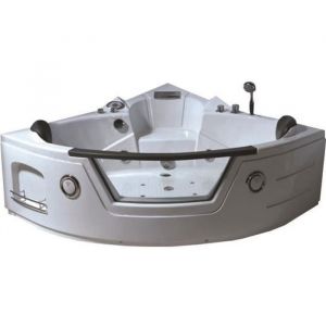 Baignoire balnéo massante angle haute bain tourbillon jacuzzi Miami 135 x 135 cm Hydromassage et chromothérapie. Radio Cascade