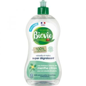 Biovie Vaisselle Mains Super Dégraissant Huile Essentielle de Menthe et Citron Bio 500ml