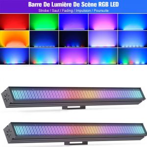 Barre &agrave; LED - UKING - RGB 150 W 768 LED avec stroboscope fondu et pulsation- DMX -3/5/11/144/146&nbsp;CH -PACK DE 2