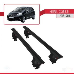 Barres de toit - APLINE - Mod&egrave;le ACE-4 - Aluminium - Noir - 2 Barres pour Renault Scenic 3