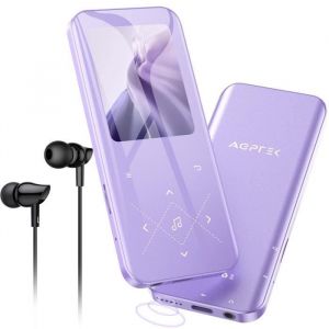 AGPTEK 32Go Lecteur MP3 Bluetooth 5.3 avec Boutons Tactiles 2.4 Pouces Grand Écran Haut-Parleur HD Carte TF Jusqu’à 128G -