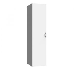 Armoire de rangement avec 1 porte en bois m&eacute;lamine coloris blanc - longueur 50 x hauteur 185 x profondeur 54 cm