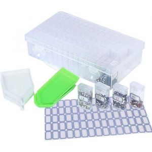 BOITE DE RANGEMENT - BAC DE RANGEMENT KAKOO Diamant Broderie Rangement Bo&icirc;tes 64 flacons s&eacute;par&eacute;sDiamond Painting Boite Plastique