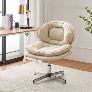Chaise de Bureau - RELAX4LIFE - Réglable en Hauteur - Fauteuil de Bureau Relax Pivotante - Dossier Incurvé - Charge 150KG - Beige