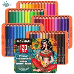 Crayons de couleur professionnels lot de 120 couleurs noyau souple avec couleurs vives id&eacute;al pour le dessin lesquisse