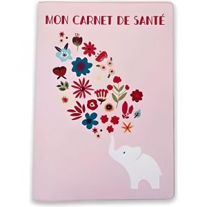 Protège Carnet de Santé Bébé Fille Garçon – Pochette Carnet de Santé –  Fabriqué en France – Motifs Éléphant Rose