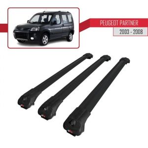 Pour Peugeot Partner 2003-2008 Barres de Toit ACE-1 Railing Porte-Bagages de voiture 3 BARRAS / Noir