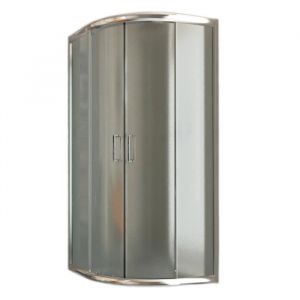 Cabine Paroi Douche Demi-Circulaire 90x90 H185 Opaque 6mm - IDRALITE - Alabama - Réversible - Aluminium - Gris
