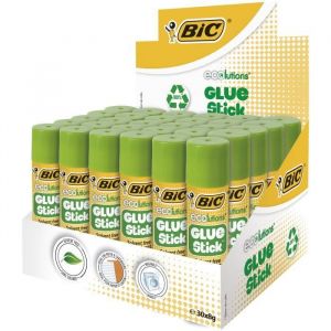 B&acirc;tons de Colle - BIC - ECOlutions - 8 g - Bo&icirc;te de 30 - Sans solvant