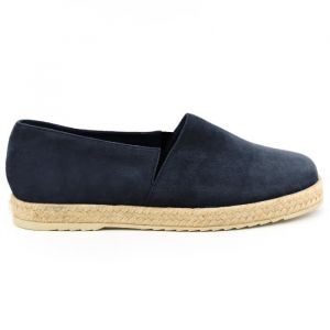 Espadrilles femme en daim et cuir bleu marine - Made in France - Taille 39