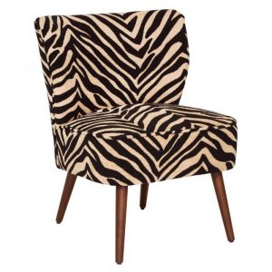 Fauteuil de salon imprim&eacute; z&egrave;bre - Longueur 685 x Profondeur 685 x Hauteur 80 cm
