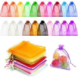 100 Pcs Couleur Organza sachetsPour les cadeaux de Noël  dragée bonbonnière cadeau faveur fêtes de mariage（7x9cm）