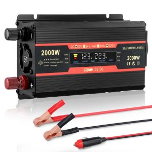 TTLIFE Convertisseur 12v 220v Onde sinusoïdale modifiée onduleur 1000W /2000W surtension transformateur de Tension LCD Dual USB