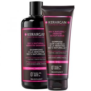 Kerargan - Duo Shampoing & Gommage Kératine pour Cheveux Abîmés - Purifie Protège - Sans Sulfate - 500ml+250ml