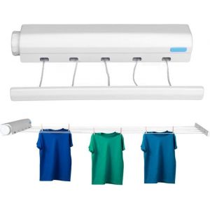 Corde À Linge RétractableFil A Linge Extérieur Retractable Étendage À Linge Mural Portable Séchoir À Linge Mural Rétractable Pour