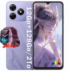 Blackview WAVE 8 Téléphone Portable 6.56 12Go+128Go/2 To 13MP+8MP 5000mAh Dual SIM Violet avec Smartwatch Blackview R50