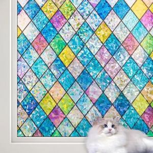 Film Fenetre Anti Regard Motif Losange Color&eacute; Film Occultant Fen&ecirc;tre 60x400cm 3D Sticker Fen&ecirc;tre &Eacute;pais pour Bureau Maison