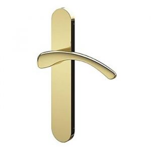 ENSEMBLE POIGNEE PORTE EFFET LAITON DORE L.138.5mm x l.42mm entraxe 165-195mm