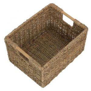 Grand panier de rangement nordique en jonc de mer