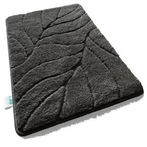 Tapis de bain  Maris  Tapis de bain moelleux microfibre douce motif feuille 80 x 150 cm Gris foncé