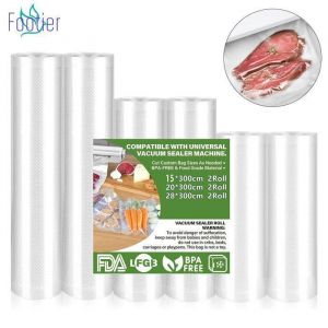 6 Rouleaux Sous Vide Gaufrés pour Machine Mise Sous Vide 15/20/28 cm X 3 mètres Sans BPA Sécurité Sac Rouleau de Film Sous Vide